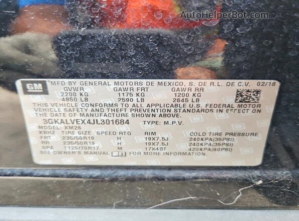 3GKALVEX4JL301684 2018 GMC TERRAIN Black VIN կոդի պիտակի տեսք