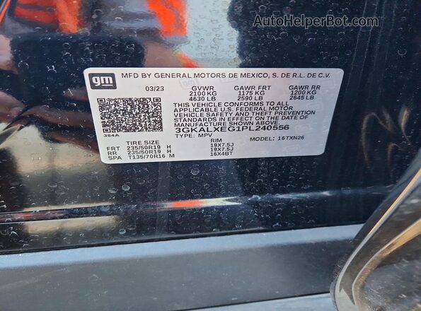 3GKALXEG1PL240556 2023 GMC TERRAIN Черный Вид наклейки с VIN-кодом