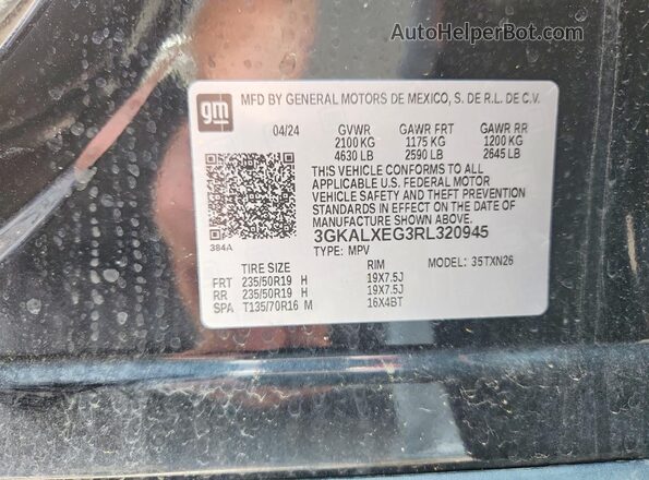 3GKALXEG3RL320945 2024 GMC TERRAIN Black ძრავის განყოფილების ხედი