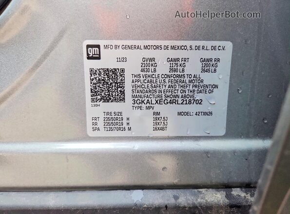 3GKALXEG4RL218702 2024 GMC TERRAIN Silver Engine compartment view