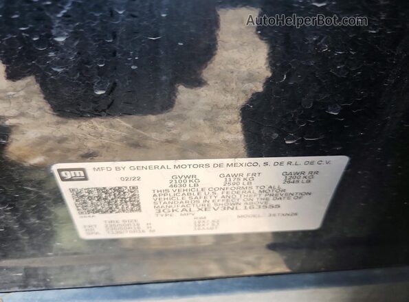 3GKALXEV3NL163555 2022 GMC TERRAIN Black VIN sticker view