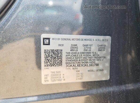 3GKALXEX1KL161798 2019 GMC TERRAIN Gray Engine compartment view