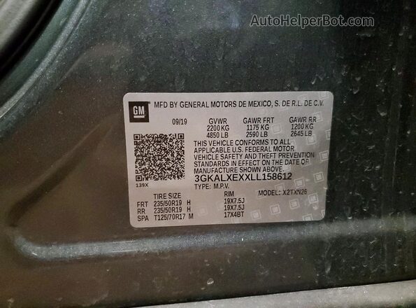 3GKALXEXXLL158612 2020 GMC TERRAIN Черный Вид наклейки с VIN-кодом