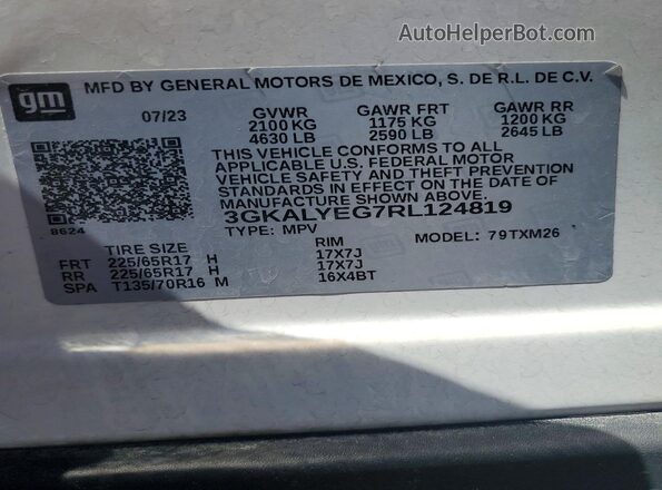 3GKALYEG7RL124819 2024 GMC TERRAIN Белый Вид наклейки с VIN-кодом