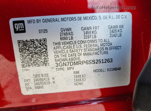 3GN7DMRP6SS251263 2025 CHEVROLET EQUINOX Красный Вид подкапотного пространства