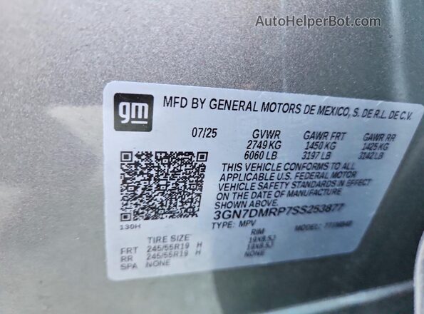 3GN7DMRP7SS253877 2025 CHEVROLET EQUINOX Silver VIN sticker view