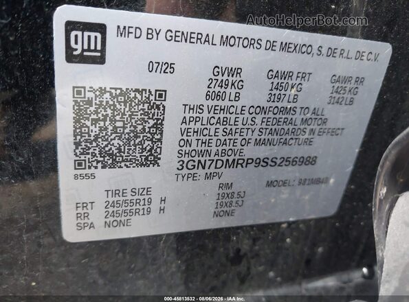 3GN7DMRP9SS256988 2025 CHEVROLET EQUINOX Black Widok komory silnika