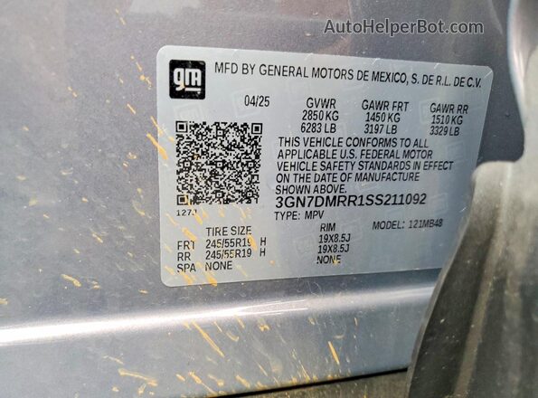 3GN7DMRR1SS211092 2025 CHEVROLET EQUINOX Purple VIN კოდის სტიკერის ხედი