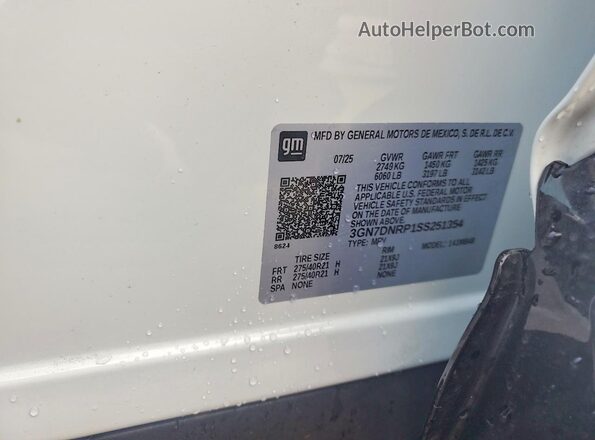 3GN7DNRP1SS251354 2025 CHEVROLET EQUINOX Белый Панорамный вид салона 360°
