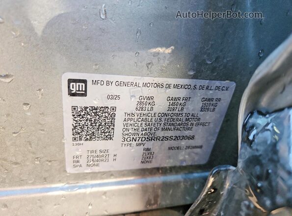 3GN7DSRR2SS203068 2025 CHEVROLET EQUINOX Silver Вид наклейки з VIN-кодом
