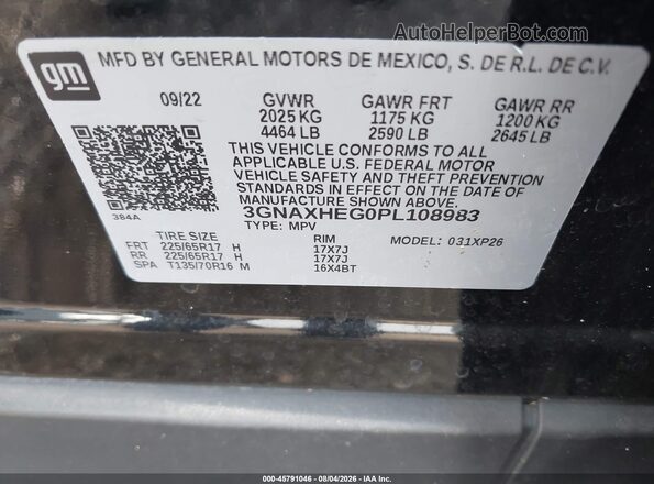 3GNAXHEG0PL108983 2023 CHEVROLET EQUINOX Black Շարժիչի բաժամունքի տեսք