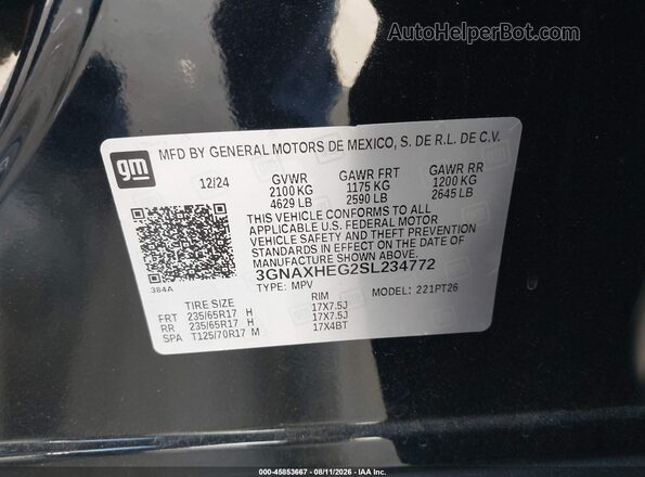 3GNAXHEG2SL234772 2025 CHEVROLET EQUINOX Black Engine compartment view