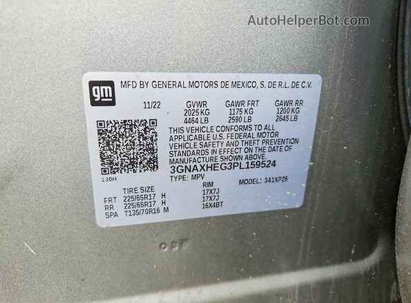 3GNAXHEG3PL159524 2023 CHEVROLET EQUINOX Silver VIN կոդի պիտակի տեսք