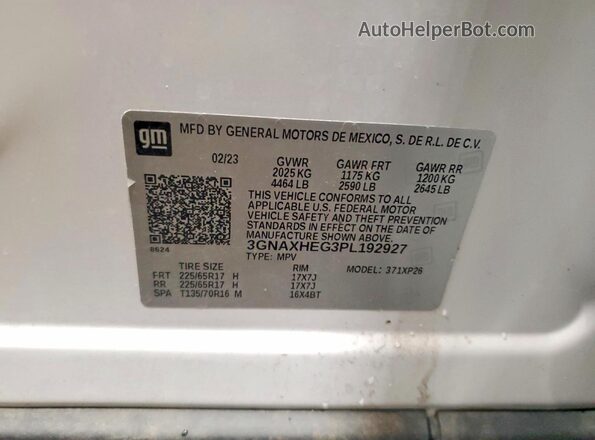 3GNAXHEG3PL192927 2023 CHEVROLET EQUINOX White 
