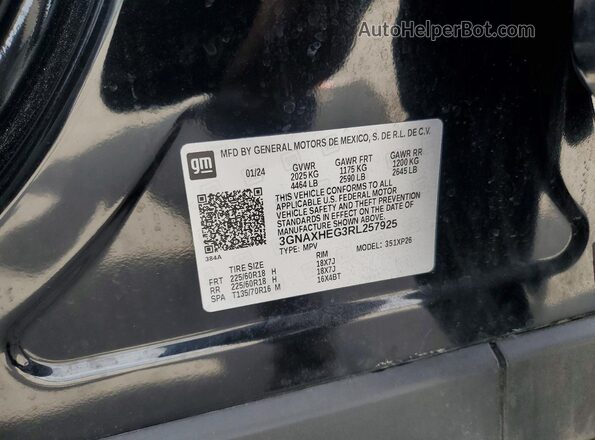 3GNAXHEG3RL257925 2024 CHEVROLET EQUINOX Black VIN კოდის სტიკერის ხედი