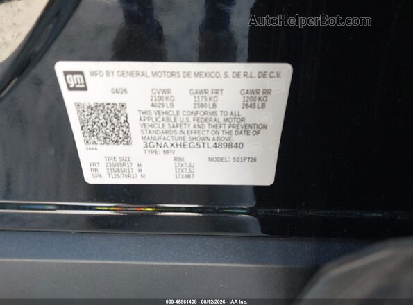 3GNAXHEG5TL489840 2026 CHEVROLET EQUINOX Black Շարժիչի բաժամունքի տեսք