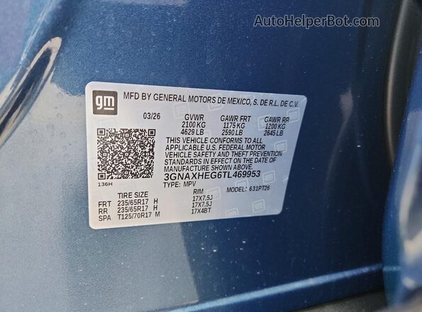3GNAXHEG6TL469953 2026 CHEVROLET EQUINOX Blue Սալոնի 360 աստիճան տեսք