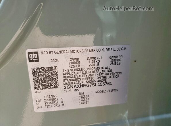 3GNAXHEG7SL155761 2025 CHEVROLET EQUINOX Зеленый Вид подкапотного пространства