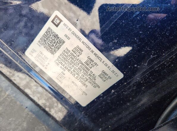 3GNAXHEV2LS736865 2020 CHEVROLET EQUINOX Синий Вид наклейки с VIN-кодом