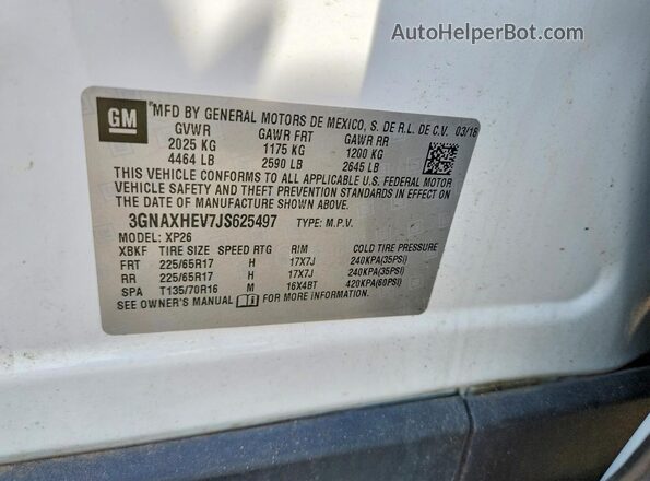 3GNAXHEV7JS625497 2018 CHEVROLET EQUINOX White Շարժիչի բաժամունքի տեսք