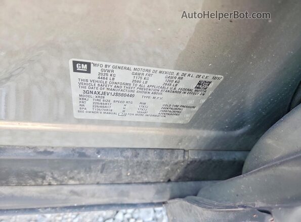 3GNAXJEV1JS580449 2018 CHEVROLET EQUINOX Gray Widok naklejki z numerem VIN