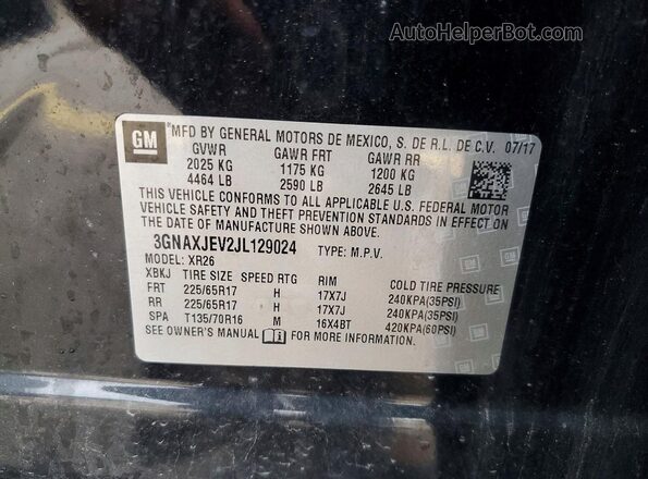 3GNAXJEV2JL129024 2018 CHEVROLET EQUINOX Black Vista de la etiqueta del VIN