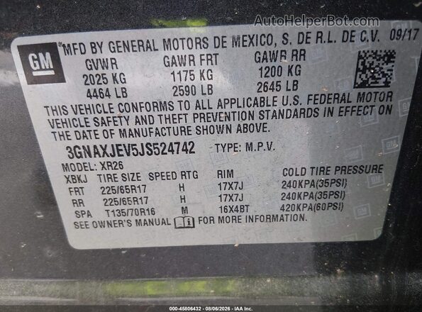 3GNAXJEV5JS524742 2018 CHEVROLET EQUINOX Blue Вид підкапотного простору