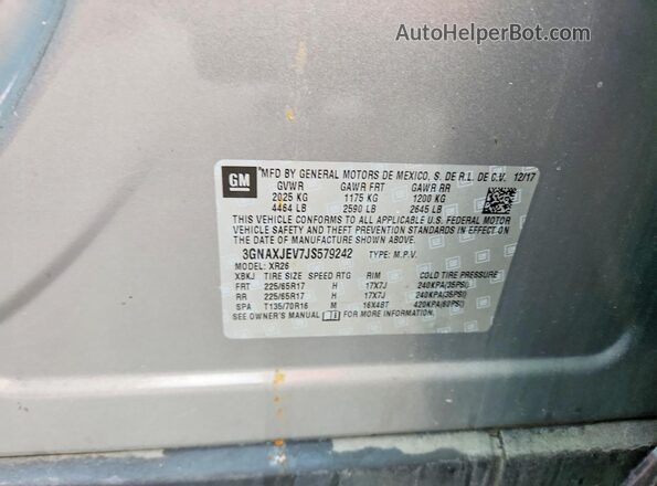 3GNAXJEV7JS579242 2018 CHEVROLET EQUINOX Gray Vista del compartimento del motor