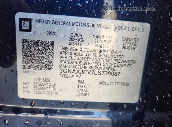 3GNAXJEV7LS739087 2020 CHEVROLET EQUINOX Black Շարժիչի բաժամունքի տեսք