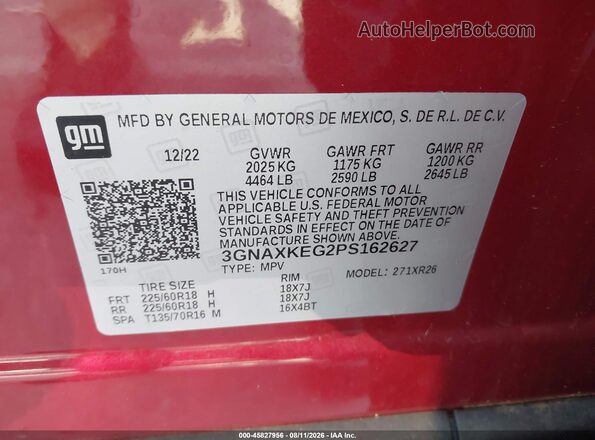 3GNAXKEG2PS162627 2023 CHEVROLET EQUINOX Красный Вид подкапотного пространства
