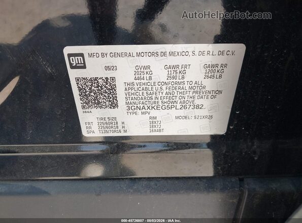 3GNAXKEG5PL267382 2023 CHEVROLET EQUINOX Black Engine compartment view