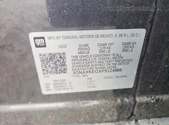 3GNAXKEGXPS114566 2023 CHEVROLET EQUINOX Gray VIN sticker view