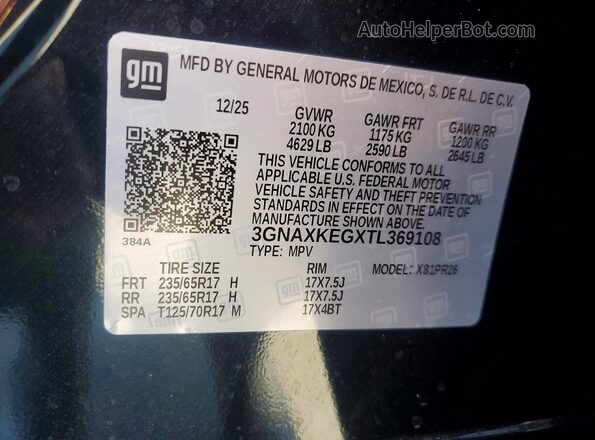 3GNAXKEGXTL369108 2026 CHEVROLET EQUINOX Black Вид наклейки з VIN-кодом