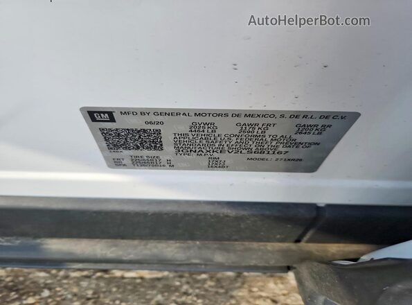 3GNAXKEV2LS681167 2020 CHEVROLET EQUINOX White VIN կոդի պիտակի տեսք