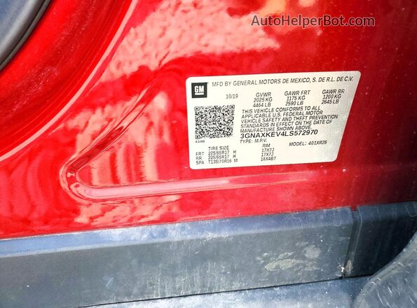 3GNAXKEV4LS572970 2020 CHEVROLET EQUINOX Красный Вид наклейки с VIN-кодом