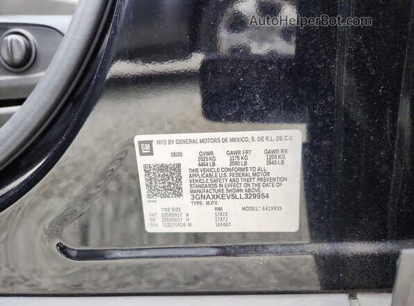 3GNAXKEV5LL329954 2020 CHEVROLET EQUINOX Black Widok naklejki z numerem VIN
