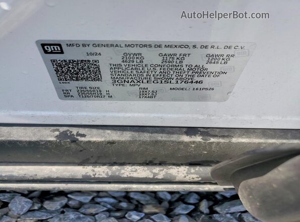 3GNAXLEG1SL176446 2025 CHEVROLET EQUINOX White Vista interior de 360 grados