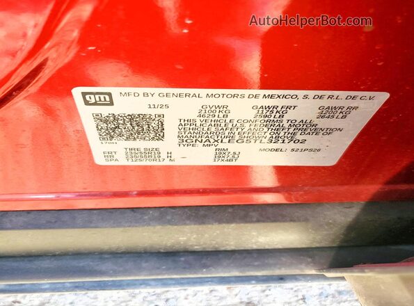 3GNAXLEG5TL321702 2026 CHEVROLET EQUINOX Красный Вид подкапотного пространства
