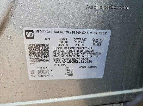 3GNAXLEG6SL125816 2025 CHEVROLET EQUINOX Серый Вид наклейки с VIN-кодом