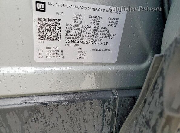 3GNAXMEG3RS116416 2024 CHEVROLET EQUINOX Gray Widok komory silnika