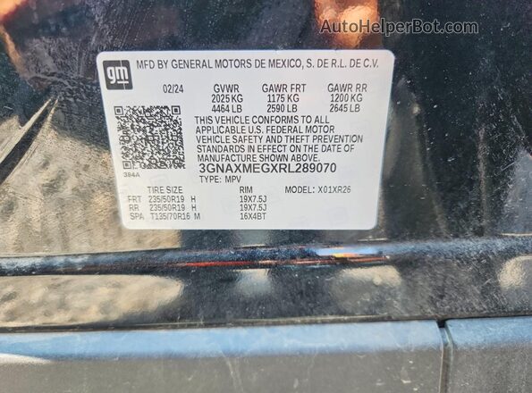 3GNAXMEGXRL289070 2024 CHEVROLET EQUINOX Black ძრავის განყოფილების ხედი