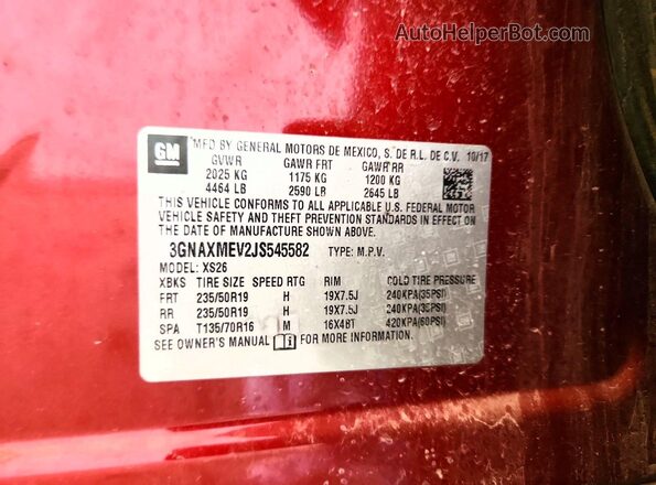 3GNAXMEV2JS545582 2018 CHEVROLET EQUINOX Burgundy VIN կոդի պիտակի տեսք