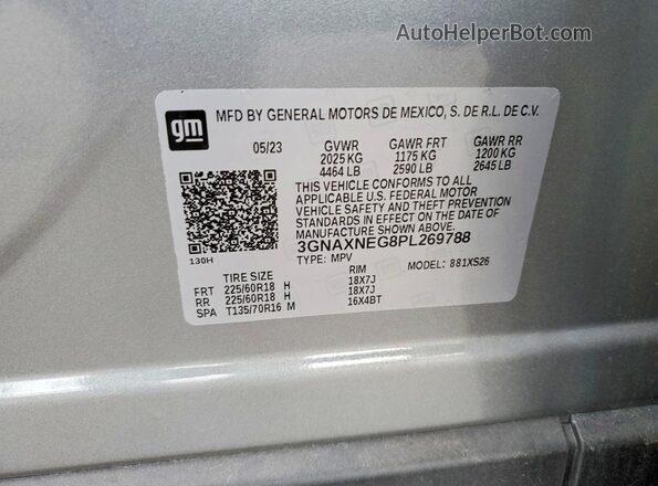 3GNAXNEG8PL269788 2023 CHEVROLET EQUINOX Gray Շարժիչի բաժամունքի տեսք
