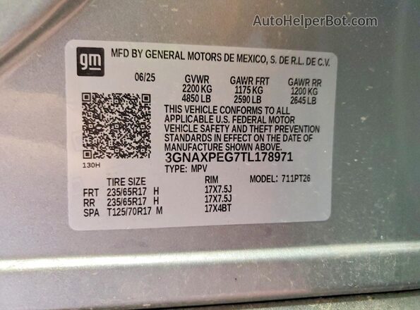 3GNAXPEG7TL178971 2026 CHEVROLET EQUINOX Серебряный Вид подкапотного пространства