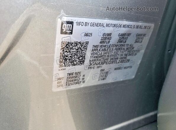 3GNAXPEG9TL248129 2026 CHEVROLET EQUINOX Silver Вид наклейки з VIN-кодом