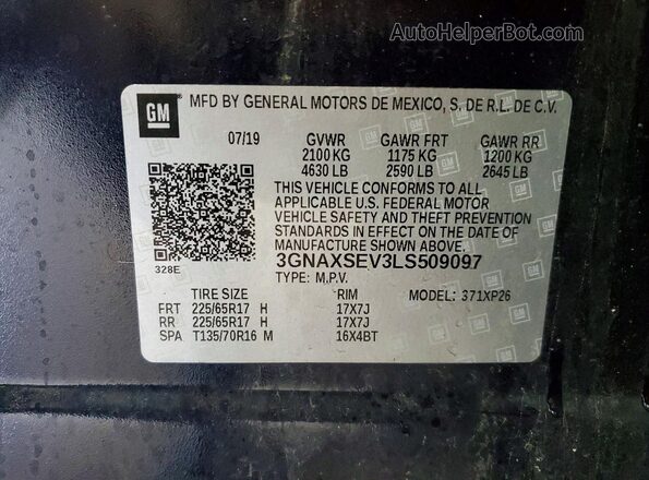 3GNAXSEV3LS509097 2020 CHEVROLET EQUINOX Blue სალონის 360-გრადუსიანი ხედი