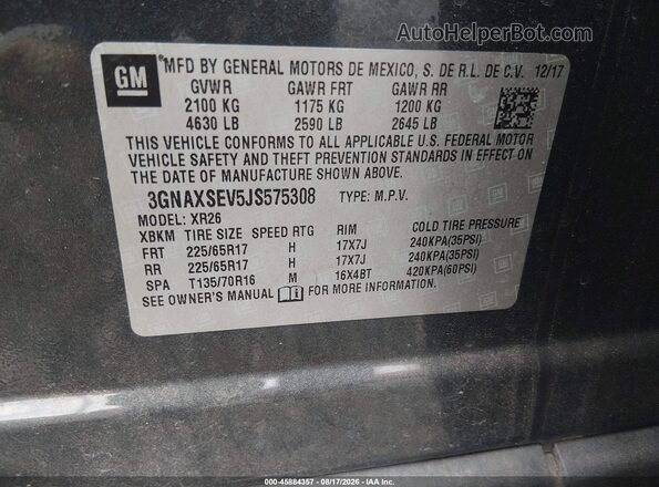 3GNAXSEV5JS575308 2018 CHEVROLET EQUINOX Black Շարժիչի բաժամունքի տեսք