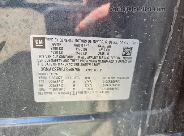 3GNAXSEV9JS546796 2018 CHEVROLET EQUINOX Black Vista del compartimento del motor