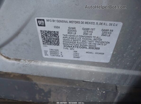 3GNAXTEG0RL306369 2024 CHEVROLET EQUINOX Серебряный Вид подкапотного пространства