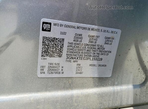3GNAXTEG3PL155119 2023 CHEVROLET EQUINOX Gray Widok naklejki z numerem VIN